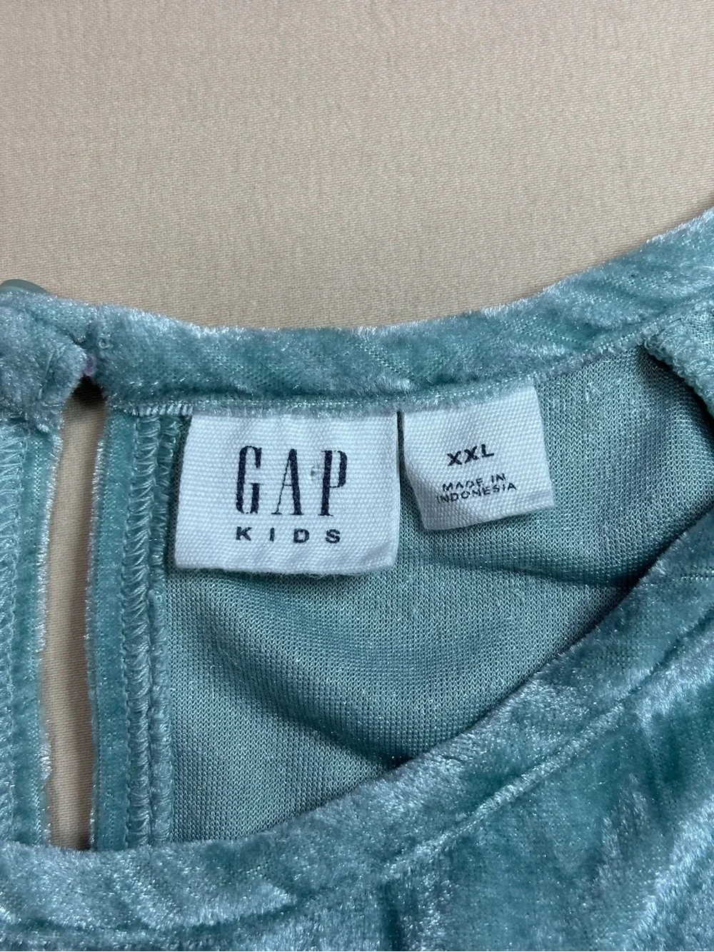Gap Girls Light Teal Tiered Short Sleeve Velour Dress Size XXL